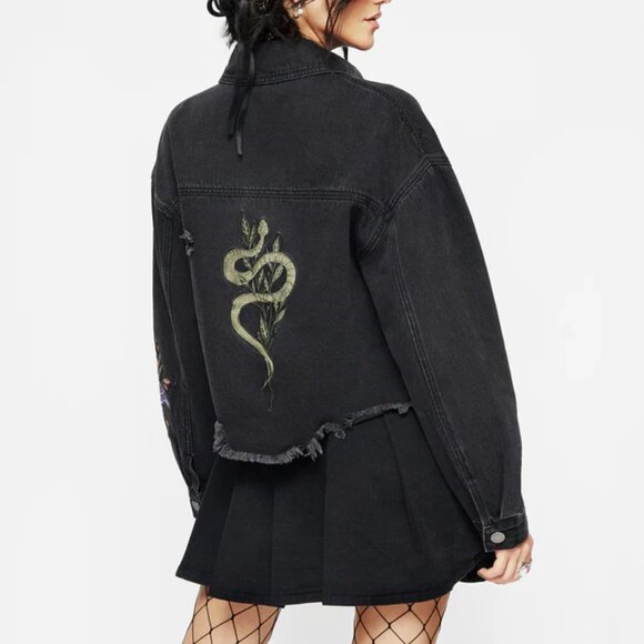 Nirah Forest Witch Black Denim Embroidery Jacket Disturbia - Picture 2 of 5
